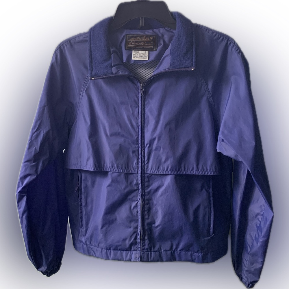 Eddie Bauer Deep Purple Packable Hooded Rain/Windbreaker Jacket